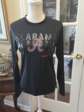 Alabama Crimson Tide By Rivalry Threads Black Long Sleeve Tee  Red Gray Logo EUC